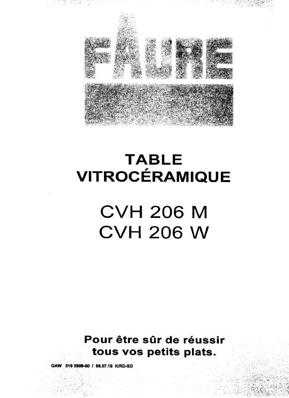Guide utilisation FAURE CVH206W de la marque FAURE