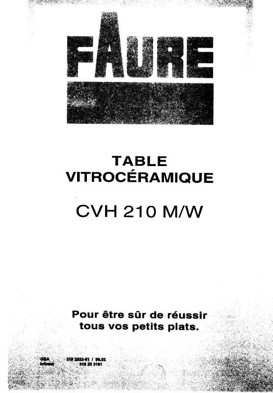Guide utilisation FAURE CVH210M de la marque FAURE