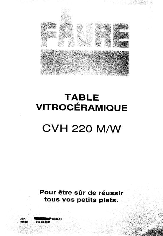 Guide utilisation FAURE CVH220M de la marque FAURE