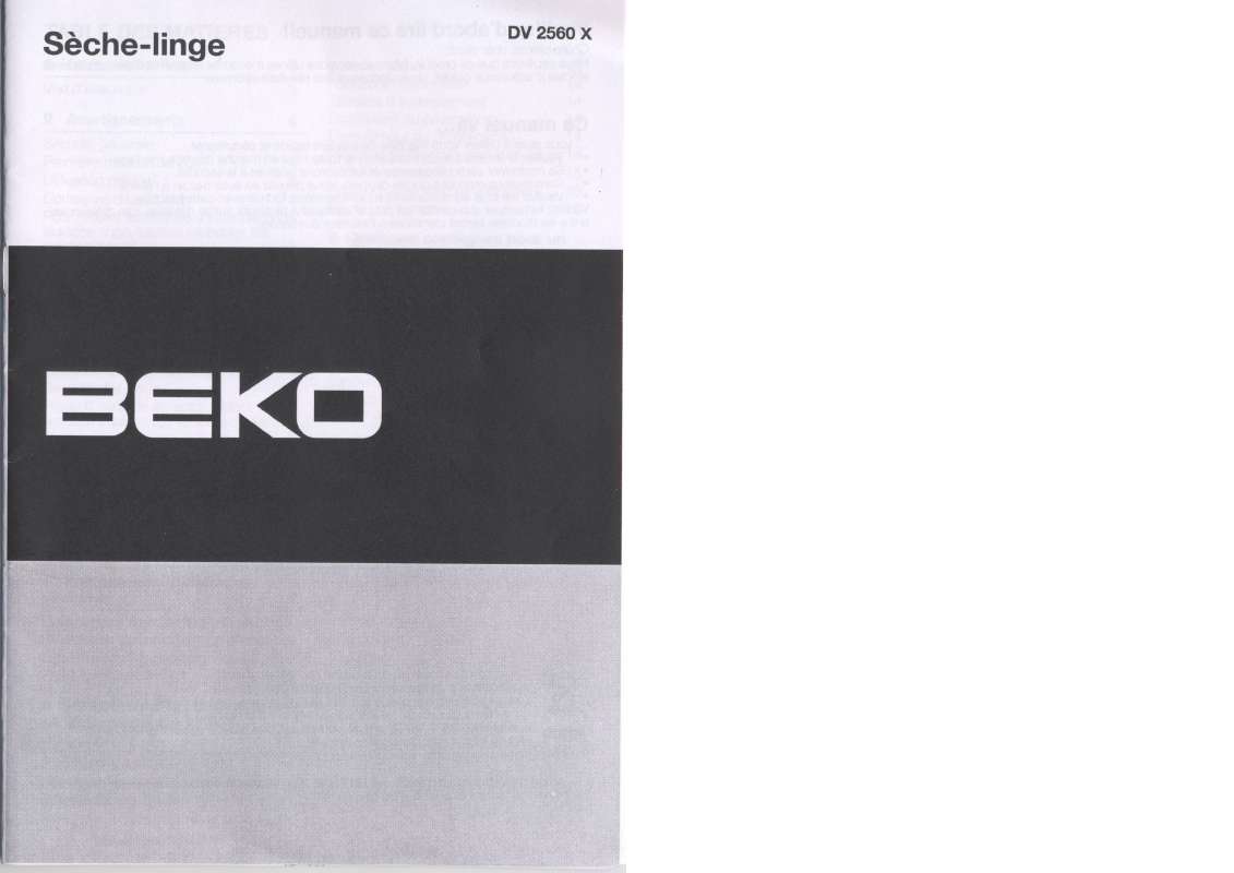 Guide utilisation BEKO DV 2560 X de la marque BEKO