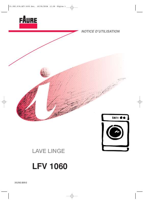 Guide utilisation FAURE LFV1060 de la marque FAURE