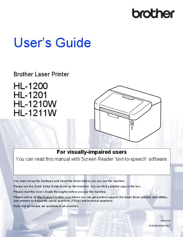Guide utilisation BROTHER HL-L1210W  de la marque BROTHER