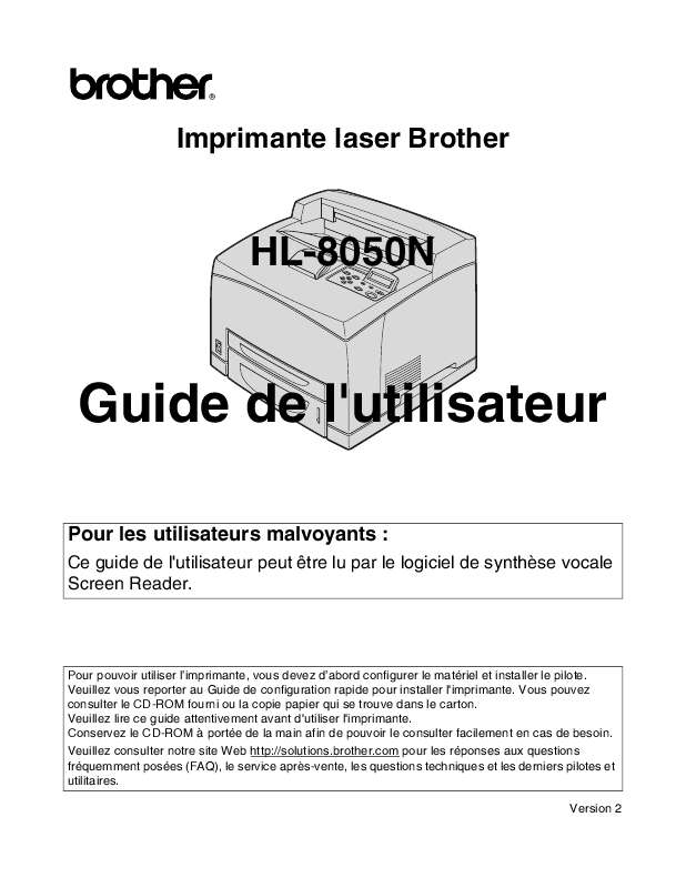 Guide utilisation BROTHER HL-8050  de la marque BROTHER