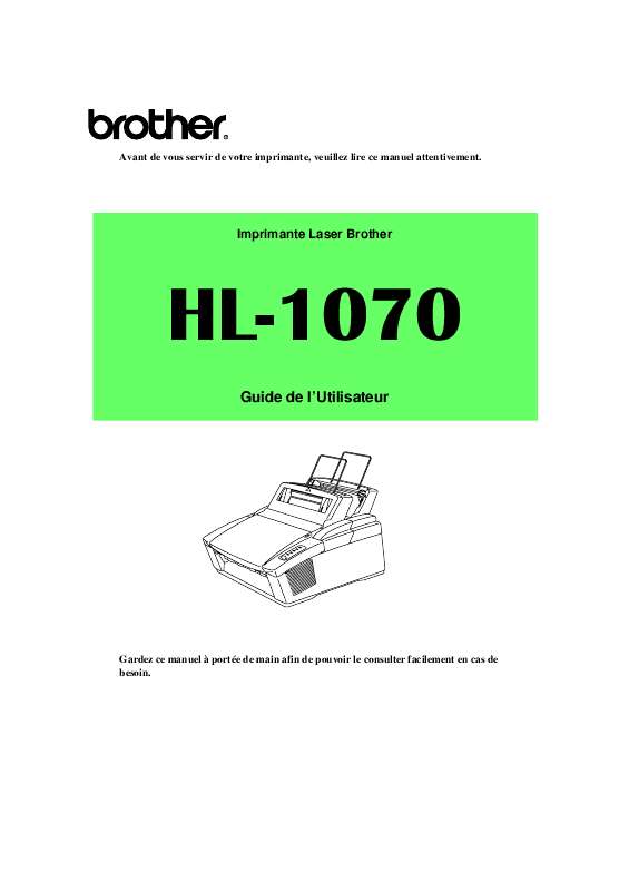 Guide utilisation BROTHER HL-1070  de la marque BROTHER