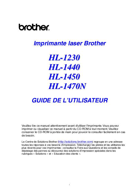 Guide utilisation BROTHER HL-1230  de la marque BROTHER