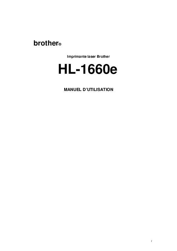Guide utilisation BROTHER HL-1660E  de la marque BROTHER