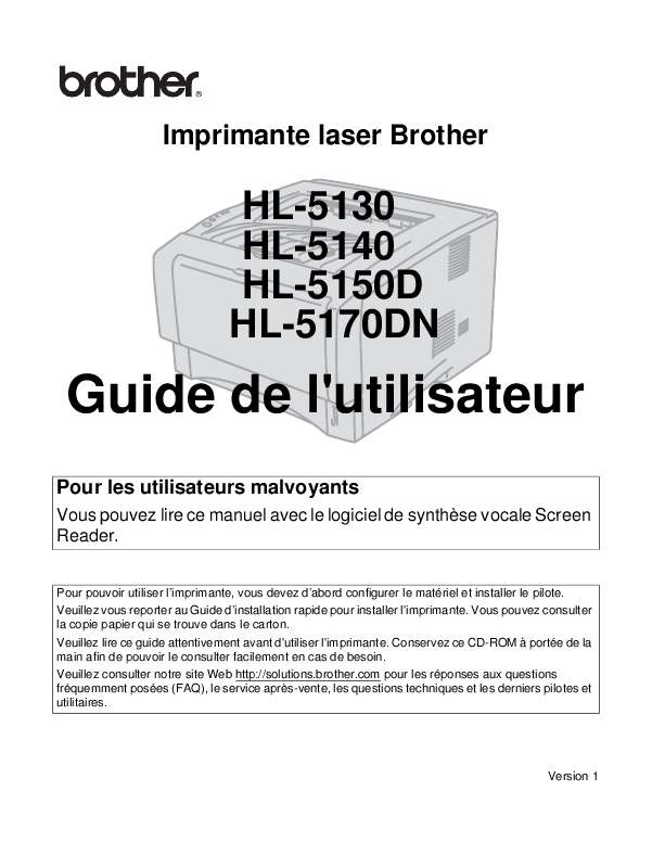 Guide utilisation BROTHER HL-5150D  de la marque BROTHER
