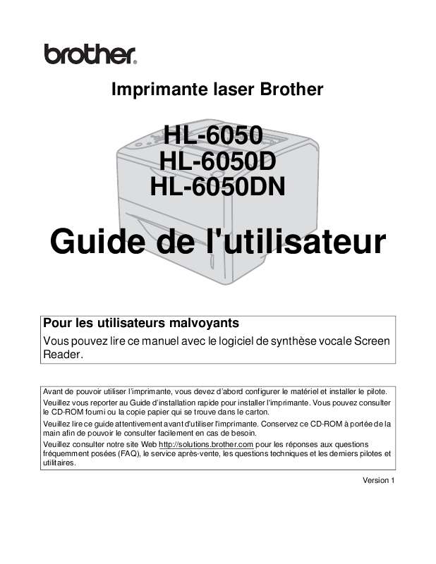 Guide utilisation BROTHER HL-6050D  de la marque BROTHER