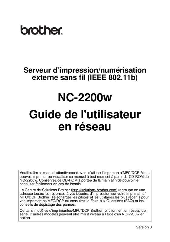Guide utilisation BROTHER NC-2200W  de la marque BROTHER