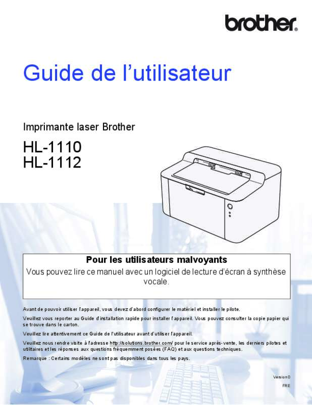 Guide utilisation BROTHER HL-1110  de la marque BROTHER