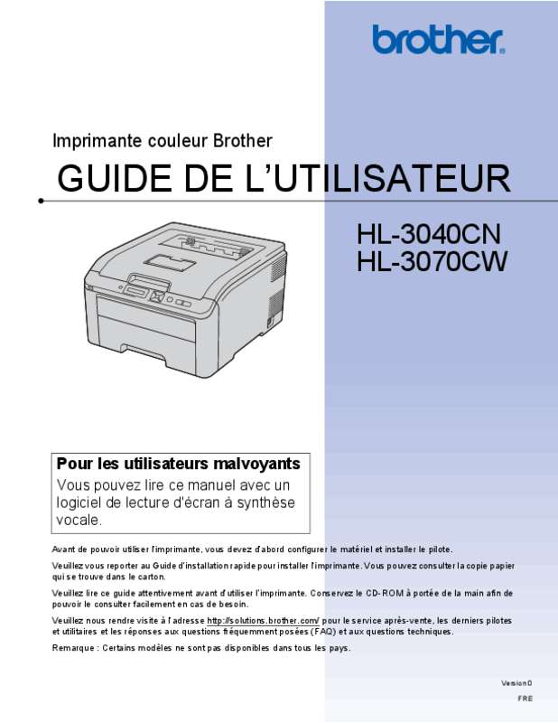 Guide utilisation BROTHER HL-3070CW  de la marque BROTHER