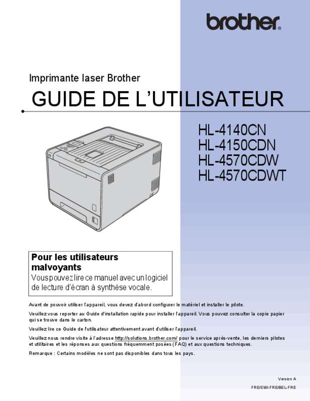 Guide utilisation BROTHER HL-4570CDWT  de la marque BROTHER