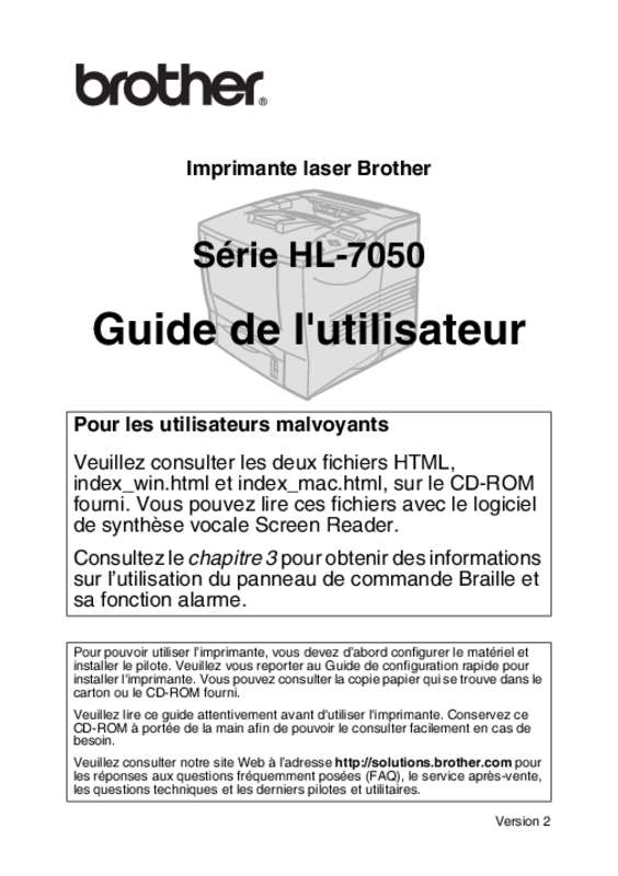 Guide utilisation BROTHER HL-7050ND  de la marque BROTHER