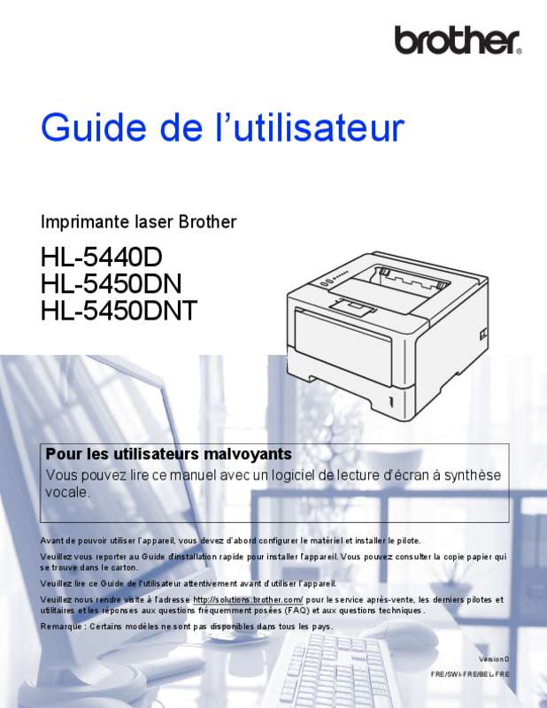 Guide utilisation BROTHER HL5450DNRF1  de la marque BROTHER
