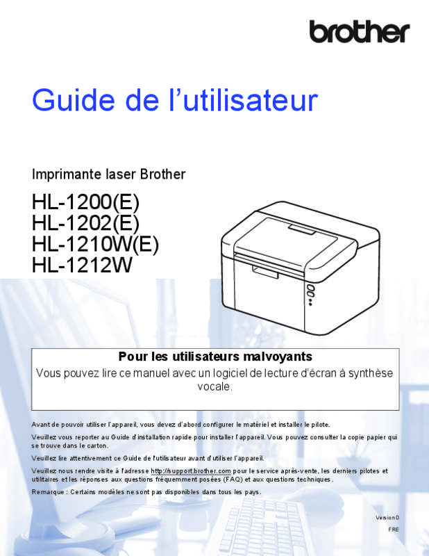 Guide utilisation BROTHER HL-1210W  de la marque BROTHER