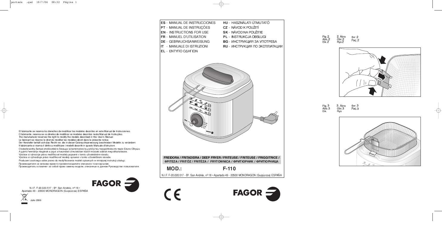 Guide utilisation FAGOR F-110 de la marque FAGOR