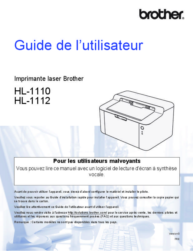 Guide utilisation BROTHER HL1112A  de la marque BROTHER