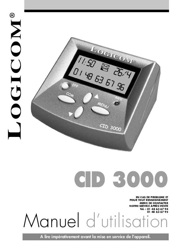 Guide utilisation LOGICOM CID 3000  de la marque LOGICOM