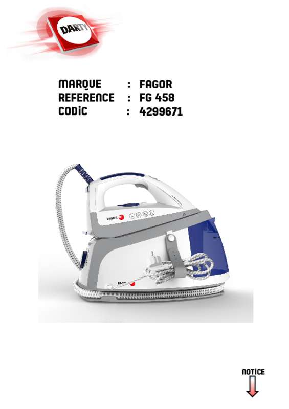 Guide utilisation FAGOR FG458 STEAMCARE  de la marque FAGOR