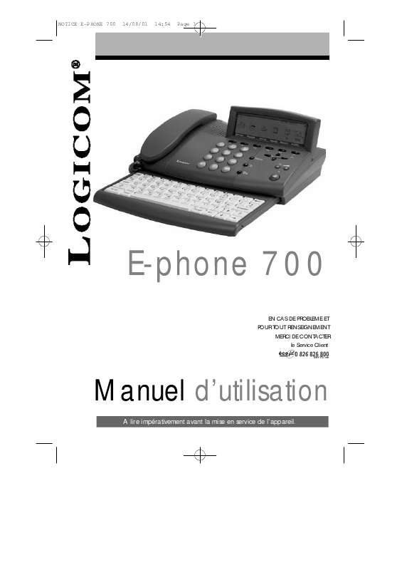 Guide utilisation LOGICOM E-PHONE 700  de la marque LOGICOM