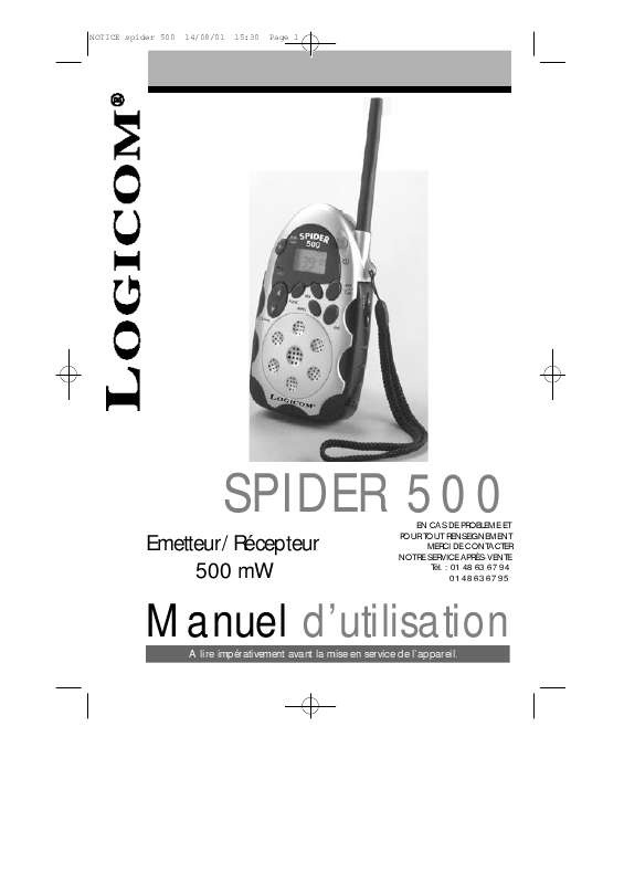 Guide utilisation LOGICOM SPIDER 500  de la marque LOGICOM
