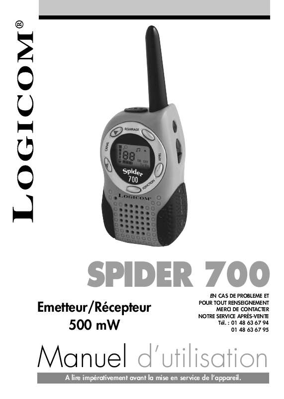Guide utilisation LOGICOM SPIDER 700  de la marque LOGICOM