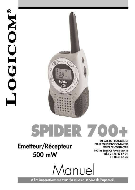 Guide utilisation LOGICOM SPIDER 700 PLUS  de la marque LOGICOM