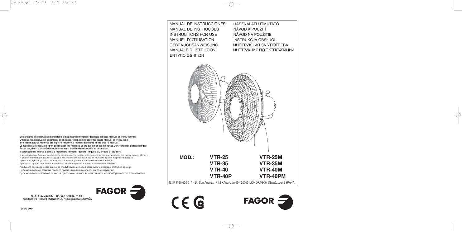 Guide utilisation  FAGOR VTR-25  de la marque FAGOR