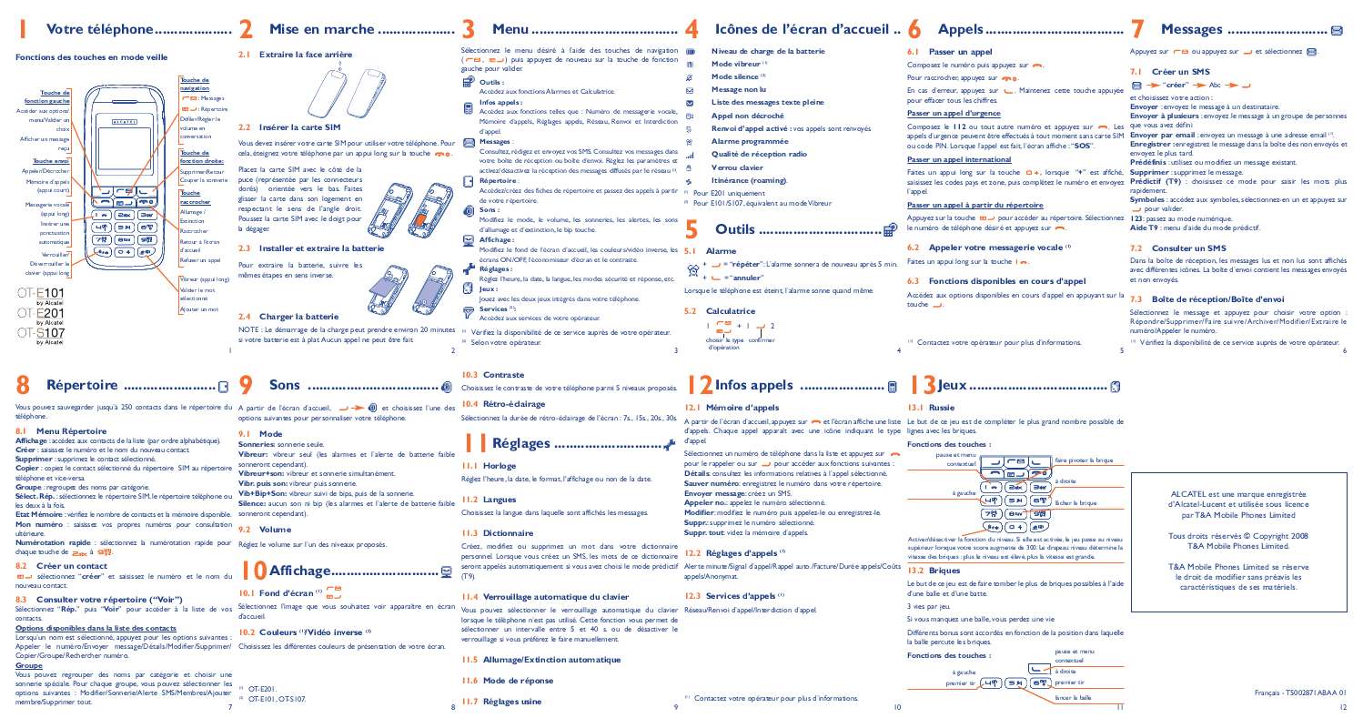 Guide utilisation ALCATEL OT-E101  de la marque ALCATEL