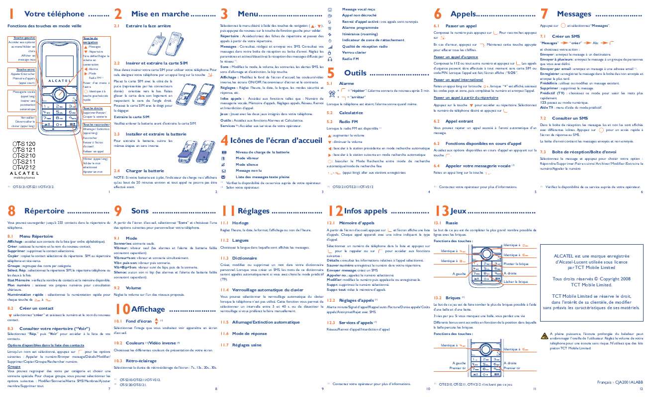 Guide utilisation ALCATEL OT-S210  de la marque ALCATEL