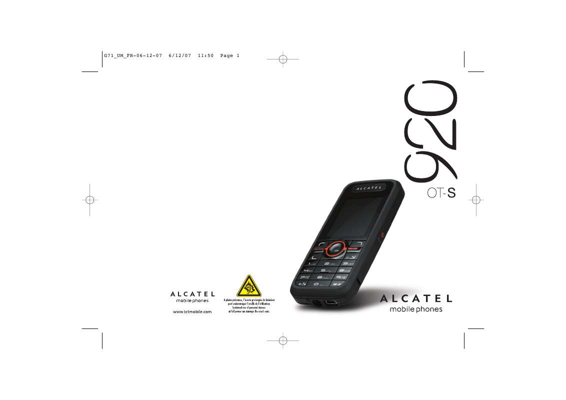 Guide utilisation ALCATEL OT-S920  de la marque ALCATEL