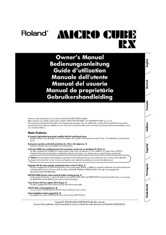 Guide utilisation  ROLAND M-CUBE-RX  de la marque ROLAND