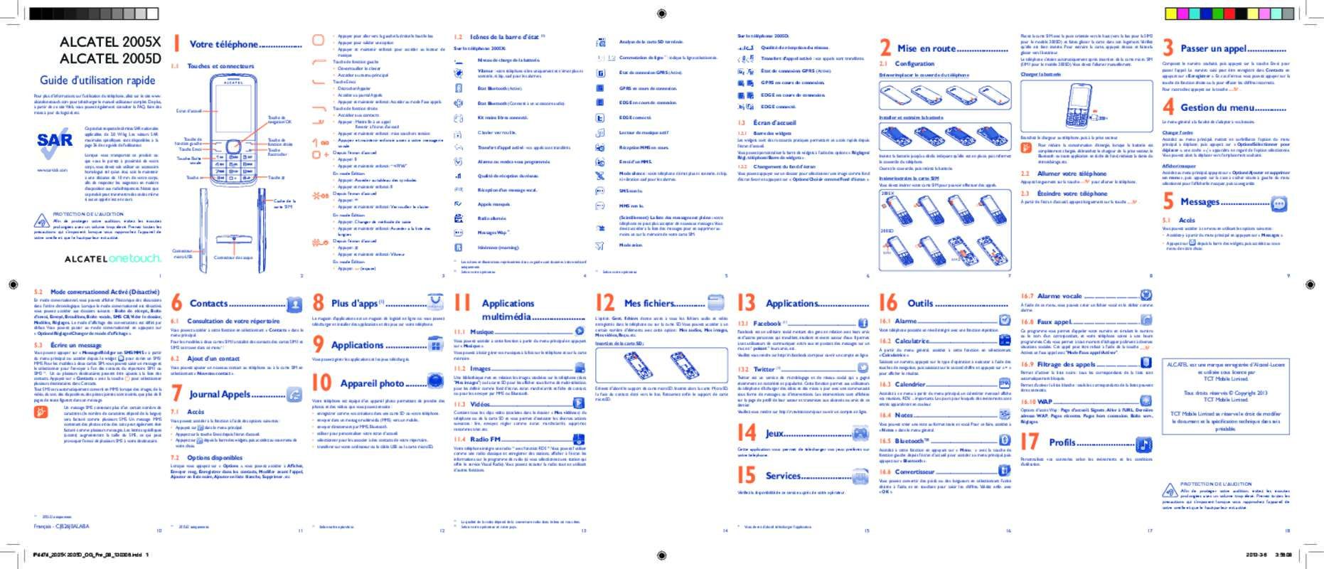 Guide utilisation ALCATEL 2005D  de la marque ALCATEL