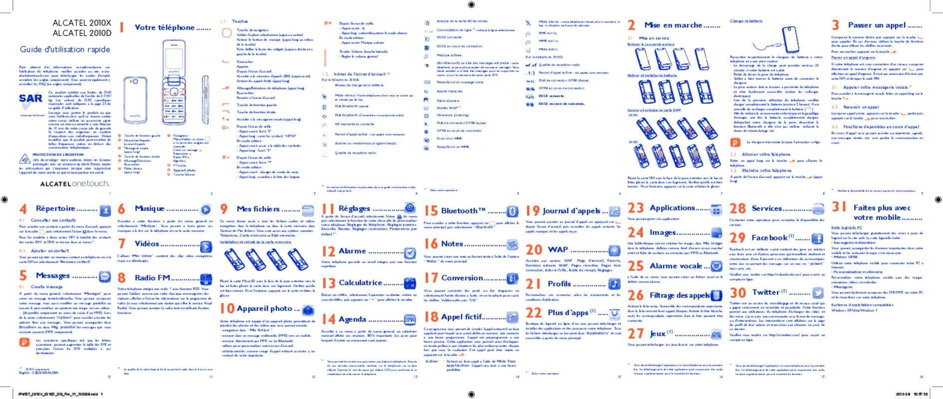 Guide utilisation ALCATEL 2010D  de la marque ALCATEL