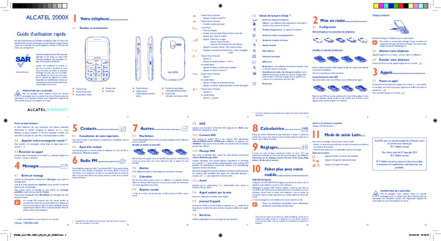 Guide utilisation ALCATEL 2000  de la marque ALCATEL