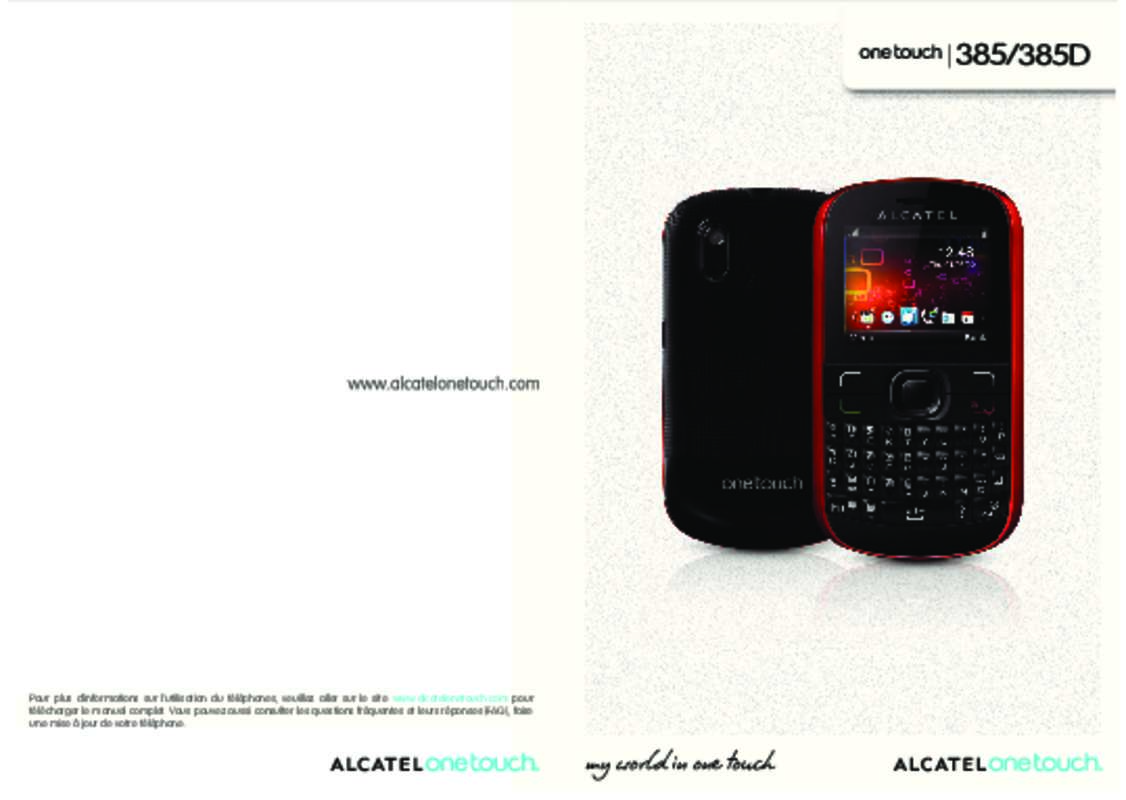 Guide utilisation ALCATEL ONE TOUCH 385/385D  de la marque ALCATEL