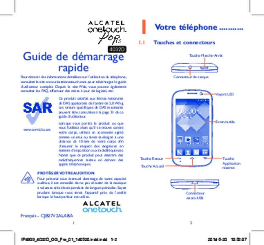 Guide utilisation ALCATEL POP 2  de la marque ALCATEL