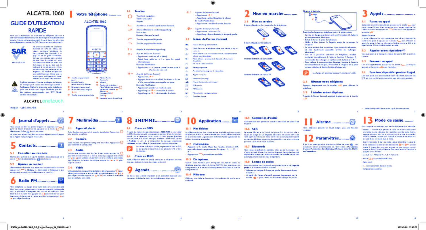 Guide utilisation ALCATEL 1060  de la marque ALCATEL