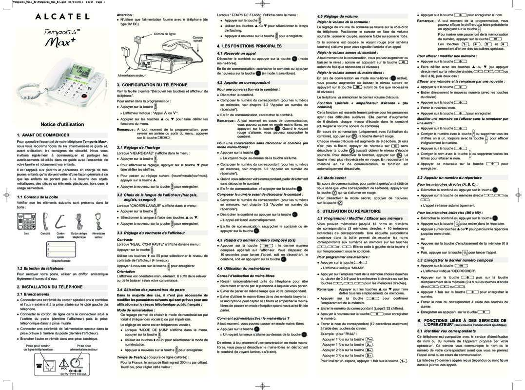 Guide utilisation ALCATEL TEMPORIS 70  de la marque ALCATEL
