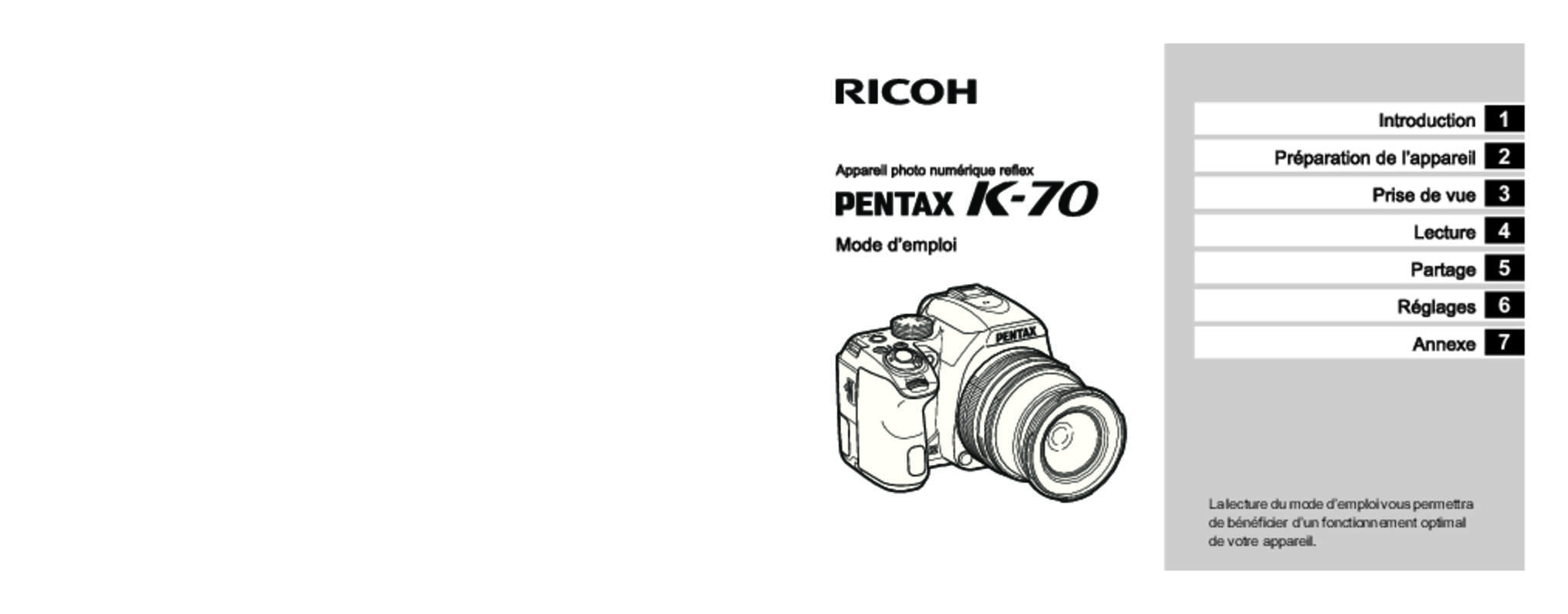 Guide utilisation PENTAX K-70  de la marque PENTAX