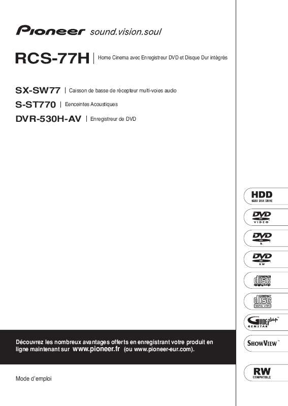 Guide utilisation PIONEER DVR-530H-AV(RCS-77H)  de la marque PIONEER