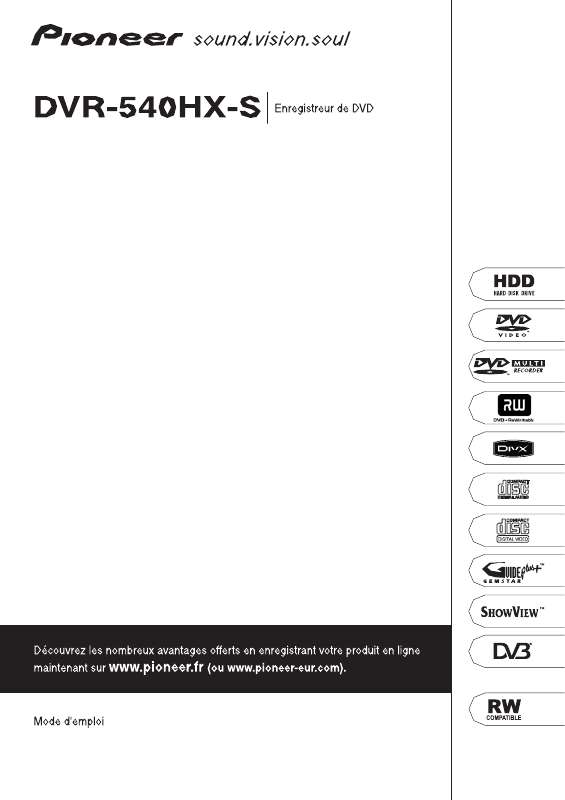 Guide utilisation PIONEER DVR-540HXN-S  de la marque PIONEER