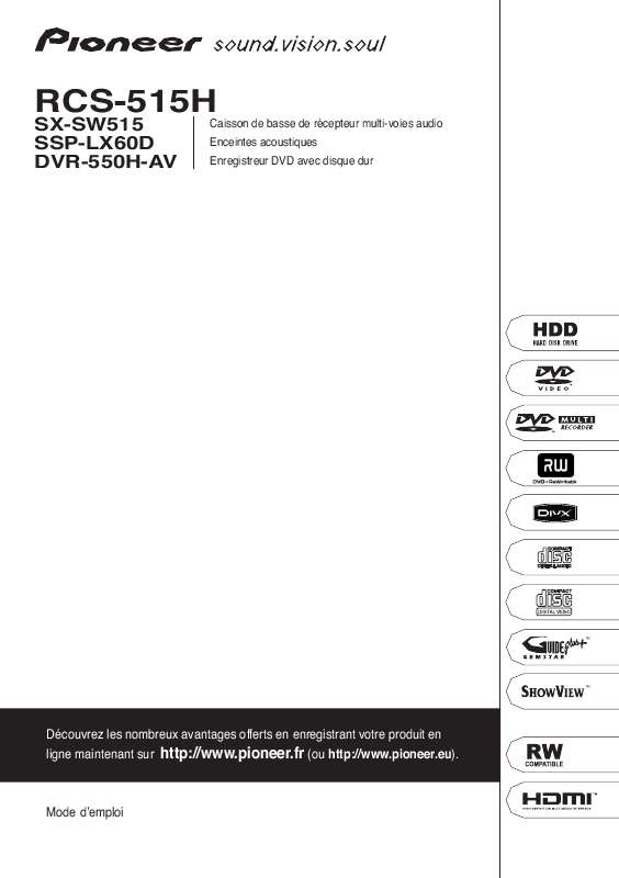 Guide utilisation PIONEER DVR-550H-AV (RCS-515H)  de la marque PIONEER
