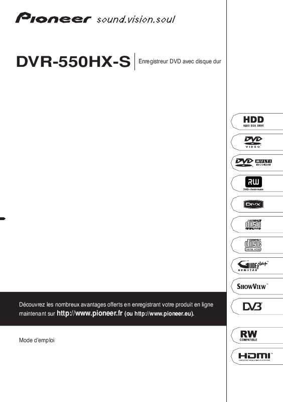 Guide utilisation PIONEER DVR-550HX-S  de la marque PIONEER