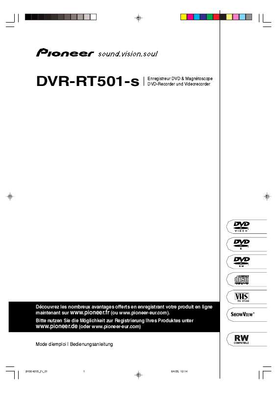 Guide utilisation PIONEER DVR-RT501-S  de la marque PIONEER
