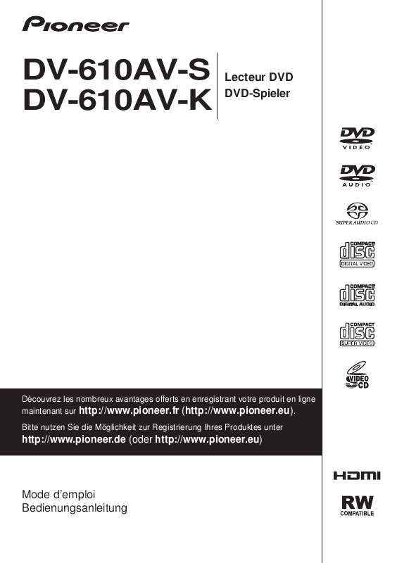 Guide utilisation PIONEER DV-610AV-S  de la marque PIONEER