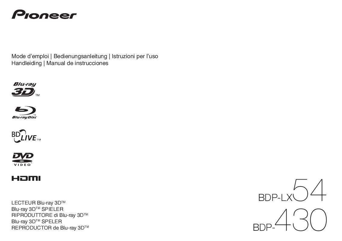 Guide utilisation PIONEER BDP-430  de la marque PIONEER