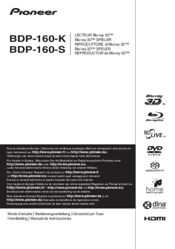 Guide utilisation PIONEER BDP160K  de la marque PIONEER