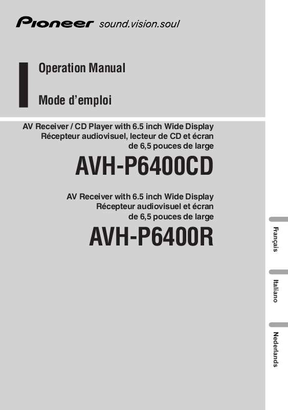 Guide utilisation PIONEER AVH-P6400CD  de la marque PIONEER