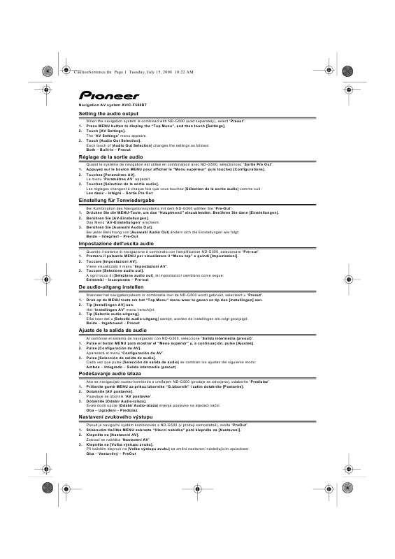 Guide utilisation PIONEER AVIC-F500BT  de la marque PIONEER